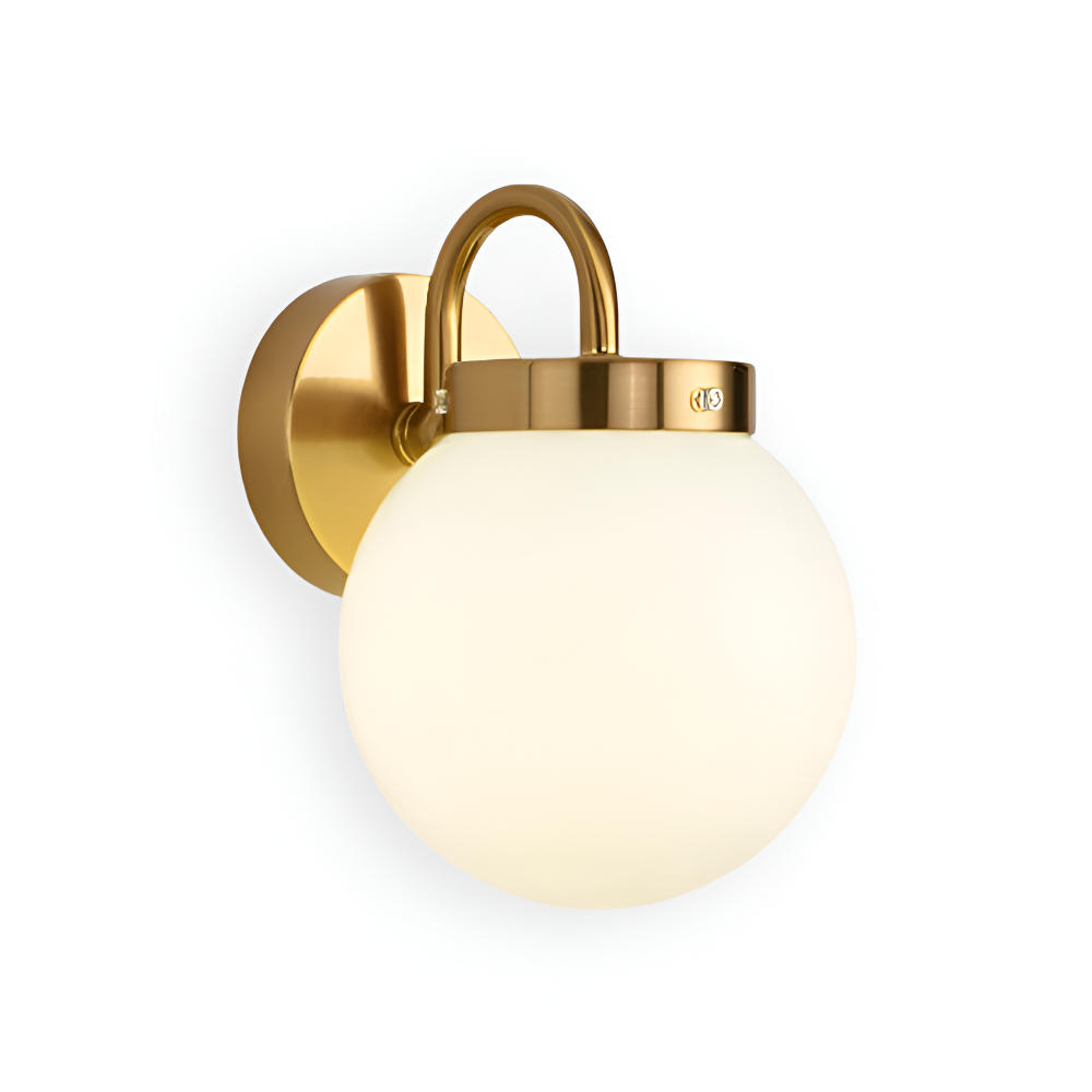 Applique murale sphérique striée, luminaire LED design moderne. Ambiance chaleureuse.