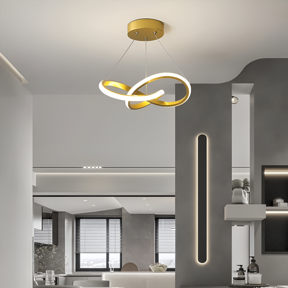 Plafonnier LED moderne avec design spiral élégant pour un éclairage ambiant personnalisable dans votre salon.