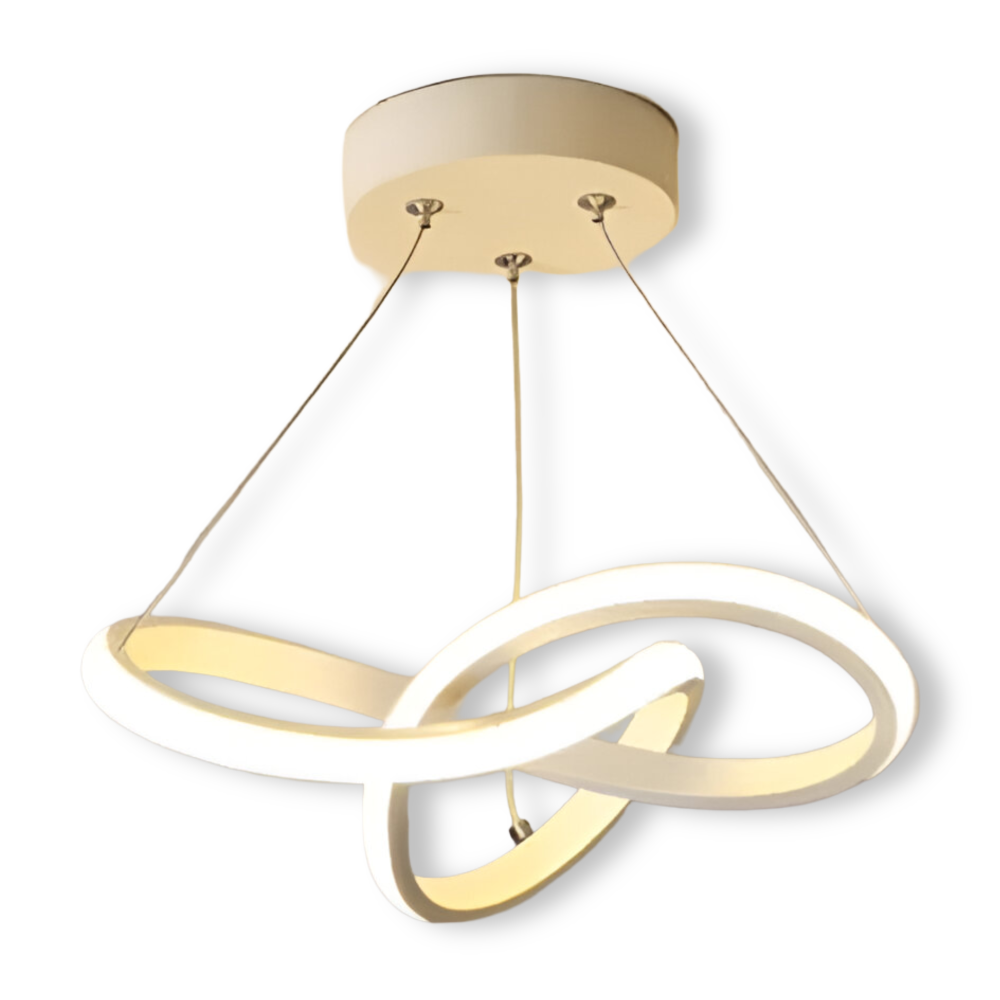 Plafonnier LED spiral élégant s'intégrant parfaitement dans une décoration intérieure moderne de salon ou chambre.
