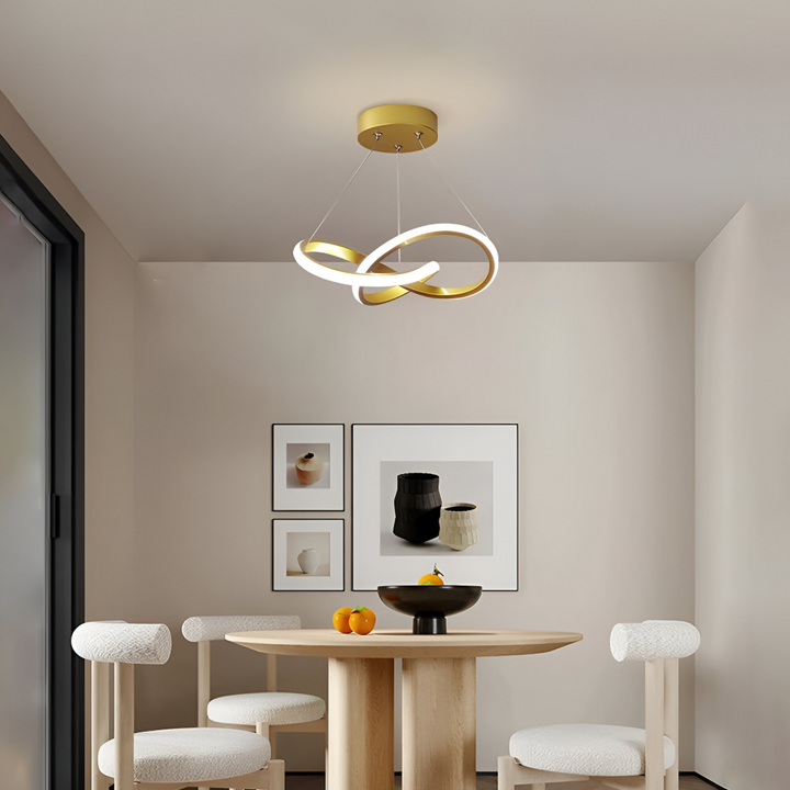 Lampe de chambre LED design spiralé, parfaite pour une décoration intérieure élégante et un éclairage personnalisé.