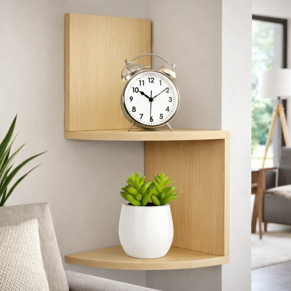 Mobilier moderne: étagère d'angle murale pour maximiser l'espace. Idéale comme solution de rangement élégante dans tout intérieur.