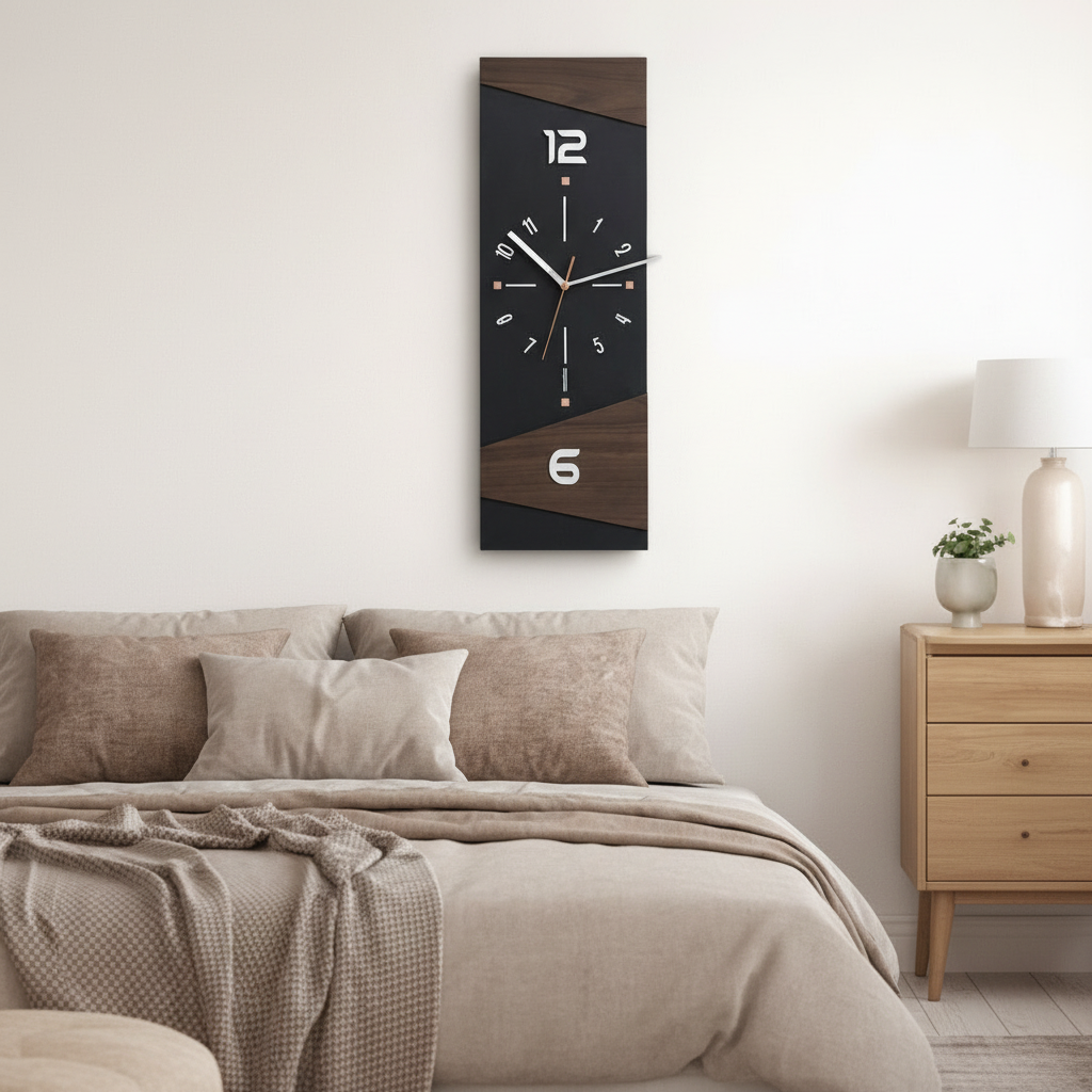 Horloge murale audacieuse, décoration moderne pour salon. Style contemporain et minimaliste, mécanisme silencieux.