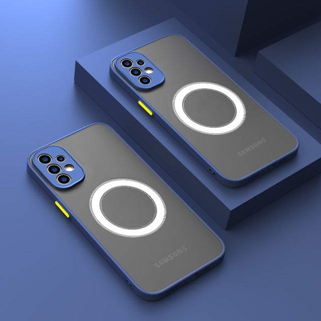 Coque Samsung Galaxy magnétique noire et verte, étui antichoc pour smartphone. Protection fine et élégante.