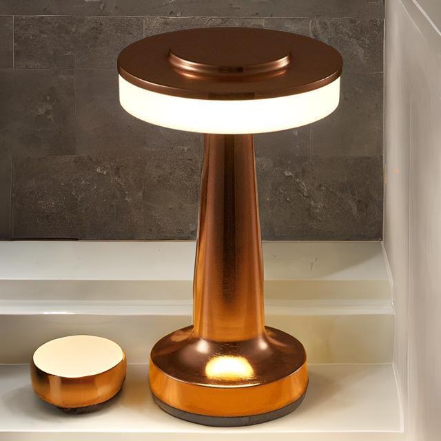 Lampe de table LED design moderne, sans fil, rechargeable. Éclairage tactile intérieur/extérieur.