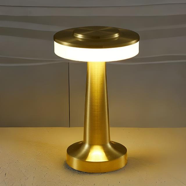 Lampe de table LED sans fil rechargeable, design moderne, tactile. Parfaite pour ambiance intérieure/extérieure.