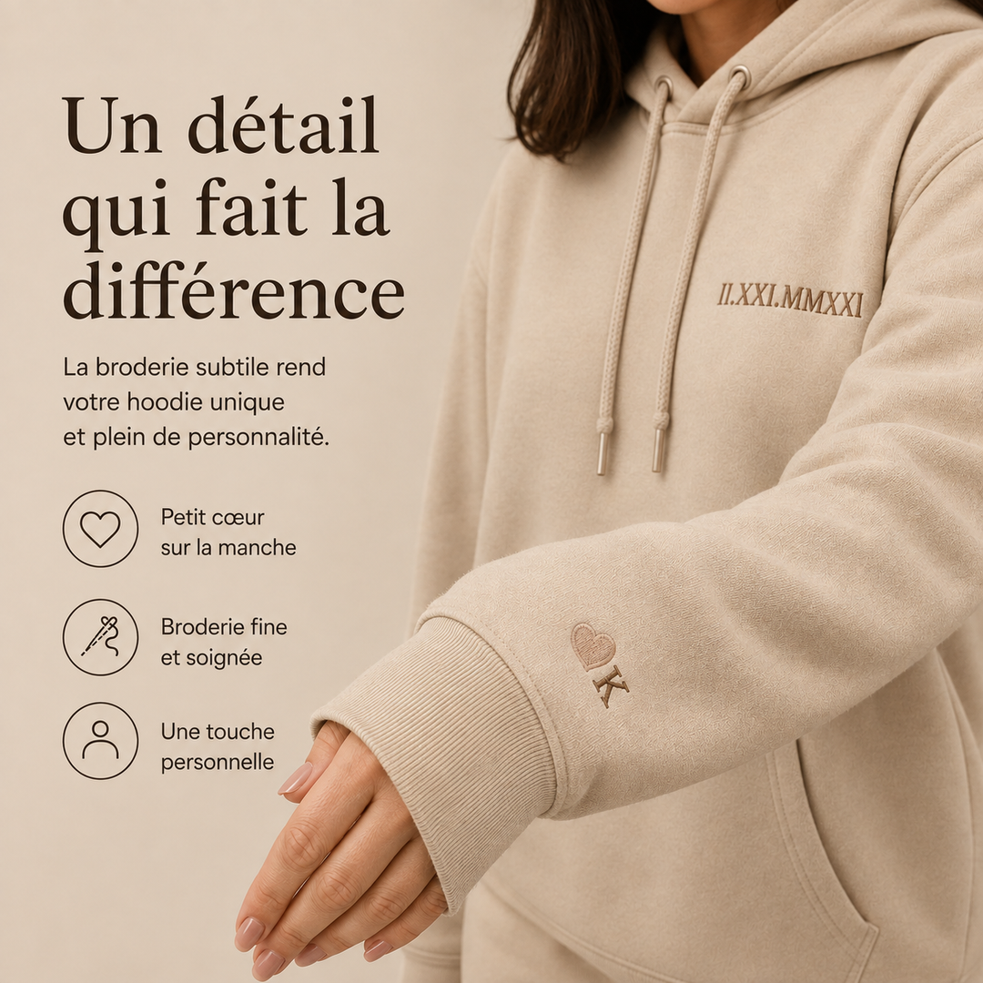 Hoodie couple personnalisé, cadeau original Saint-Valentin, style décontracté.