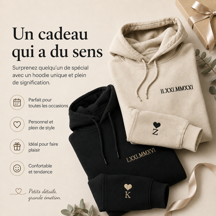 Sweat-shirt couple décontracté brodé amour éternel, cadeau souvenir unique.