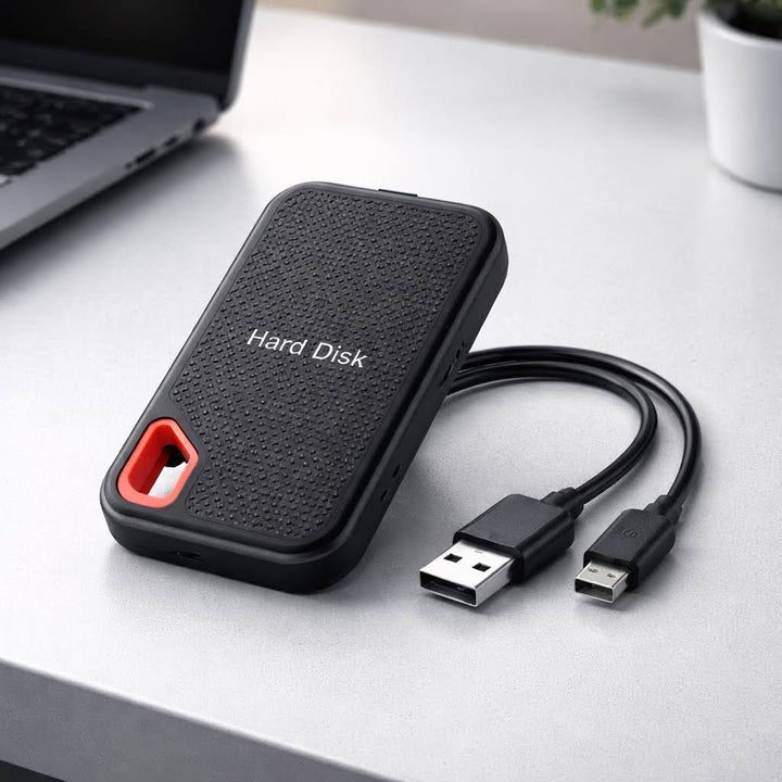 Élégant disque SSD externe USB, solution de stockage informatique pour transferts rapides et fiables.
