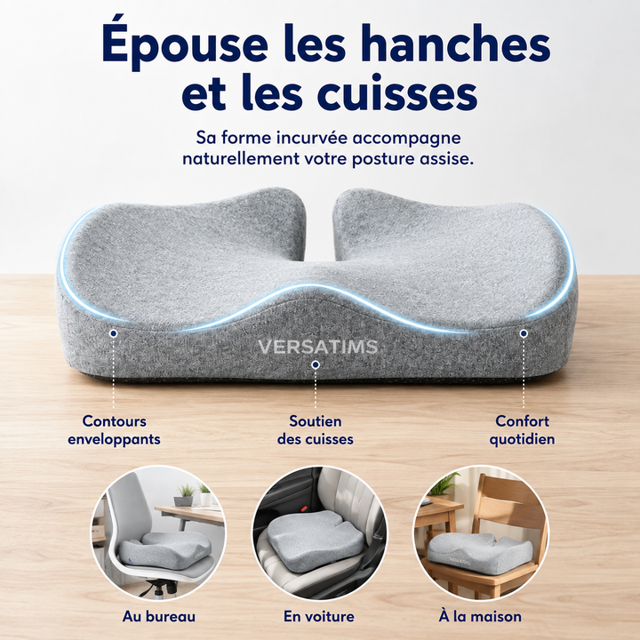 Améliorez votre posture avec ce coussin dorsal ergonomique Comfort Lift, idéal pour chaise de bureau et voiture.