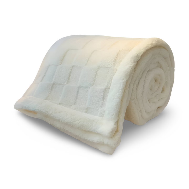 Couverture chaude et réversible à carreaux en polaire ultra douce, parfaite pour se relaxer au salon ou dans la chambre.