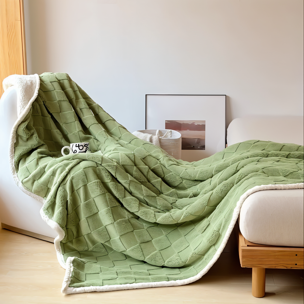 Jeté de canapé réversible en polaire ultra doux à carreaux, parfait pour décorer le salon et rester au chaud.