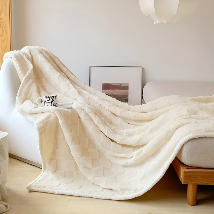 Plaid en polaire épaisse et chaude à carreaux, réversible, pour un confort optimal dans votre maison en hiver.