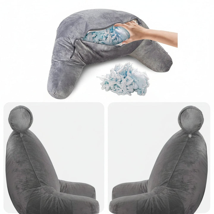 Coussin de lit ergonomique en velours, offre un soutien dorsal optimal pour la lecture et la détente ultime.