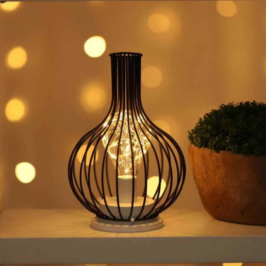 Lampe d'ambiance LED sans fil au design moderne, structure en métal. Idéale pour une décoration intérieure élégante.