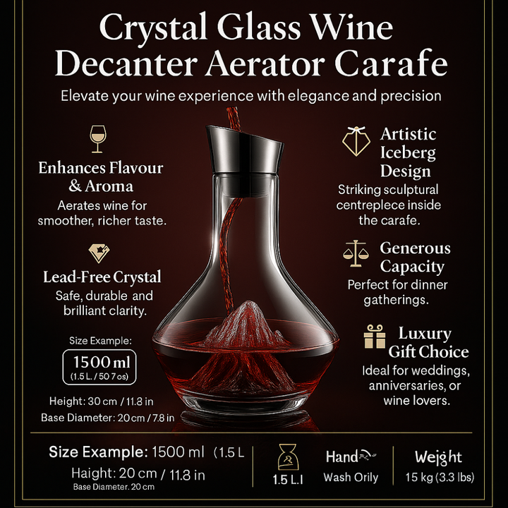 Carafe de service en cristal de qualité, dotée d'un aérateur, essentielle pour une œnologie réussie.