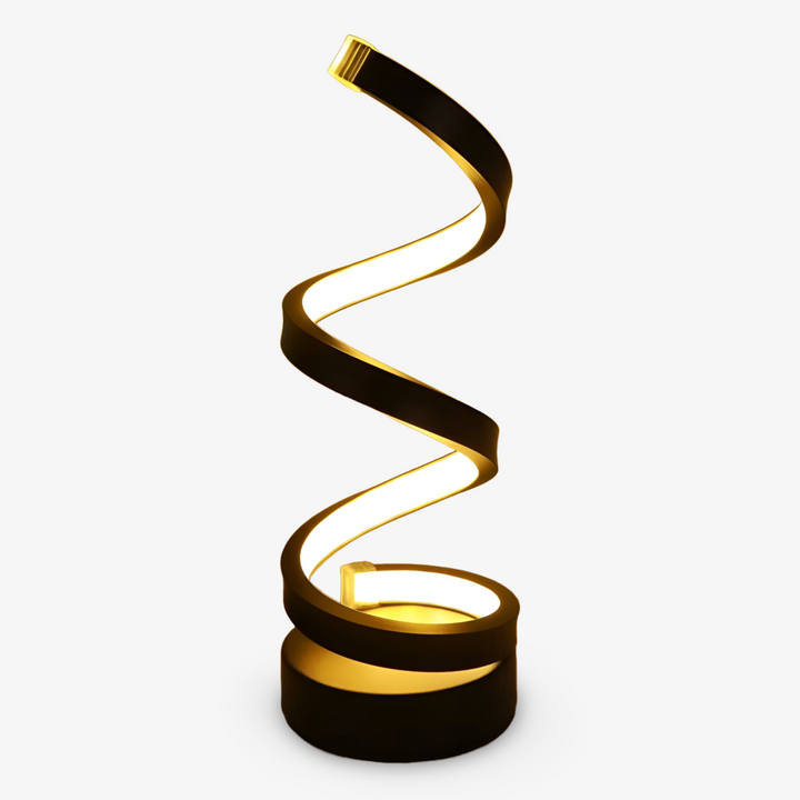 Luminaire LED spirale USB, lampe de bureau noire moderne avec lumière réglable 3 couleurs.