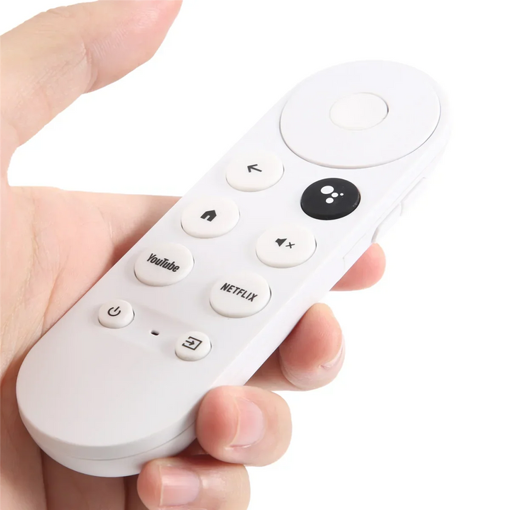 Vue de face de la télécommande de remplacement ergonomique pour Chromecast 4, pour une navigation fluide du multimédia.