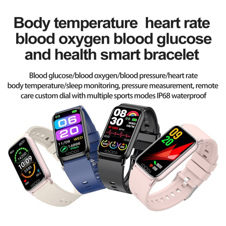 Montre connectée de santé avec moniteur ECG, fréquence cardiaque et suivi de glycémie. Un assistant bien-être complet et précis.