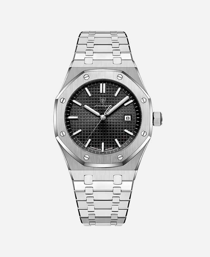 Montre bracelet homme 41mm anthracite, mouvement quartz, étanche. Acier inoxydable, look sophistiqué.