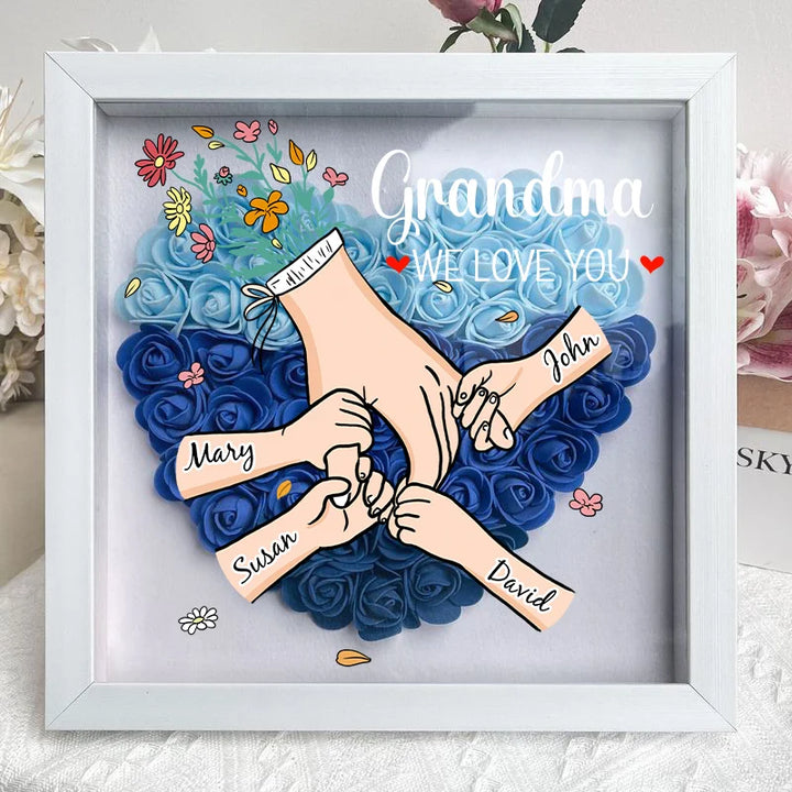 Cadre 3D design floral, personnalisé pour Maman avec noms et message. Souvenir précieux, décoration intemporelle.