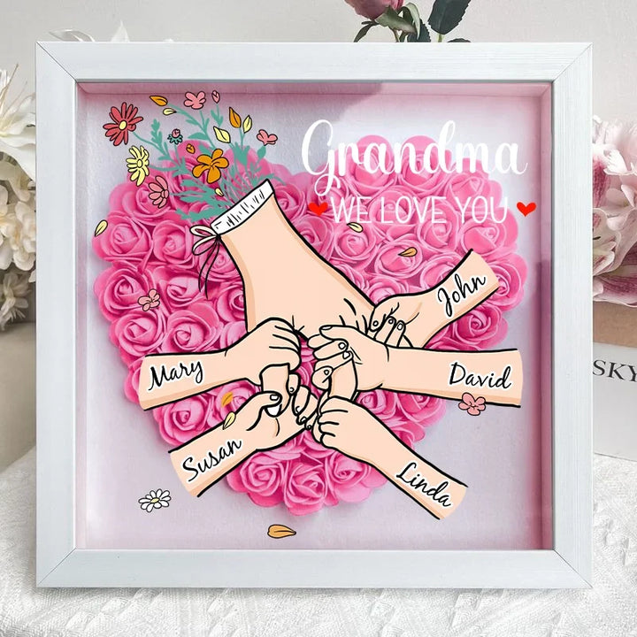 Décoration maison unique: Cadre floral personnalisé pour Maman, avec noms et un message d'amour.