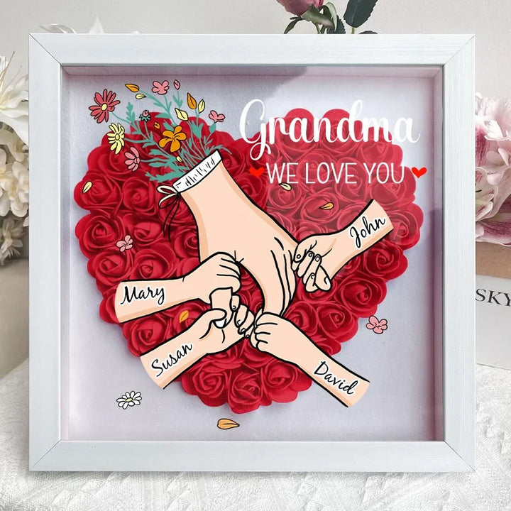 Cadre floral personnalisé pour Maman, avec noms et message. Cadeau unique Fête des Mères, décoration murale.
