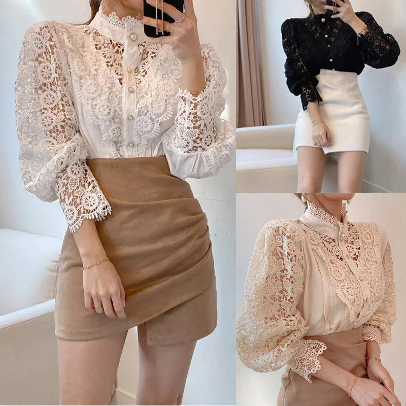 Blouse de cérémonie femme, manches longues, élégante et habillée, idéale pour un événement spécial ou une soirée.