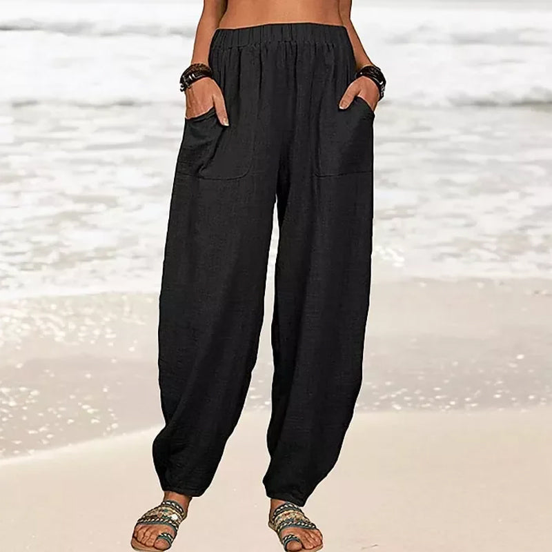 Pantalon harem femme confortable, style décontracté pour l'été, le quotidien et les loisirs.