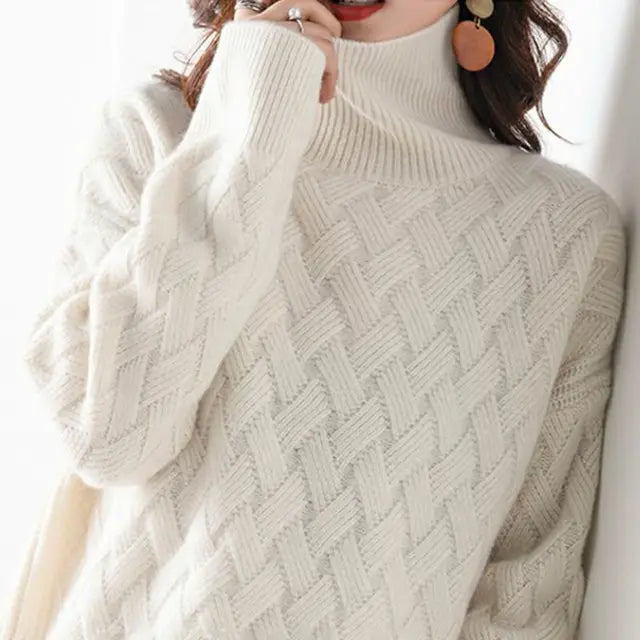 Pull torsadé femme chaud et confortable, vêtement en tricot élégant et chic, parfait pour l'hiver.