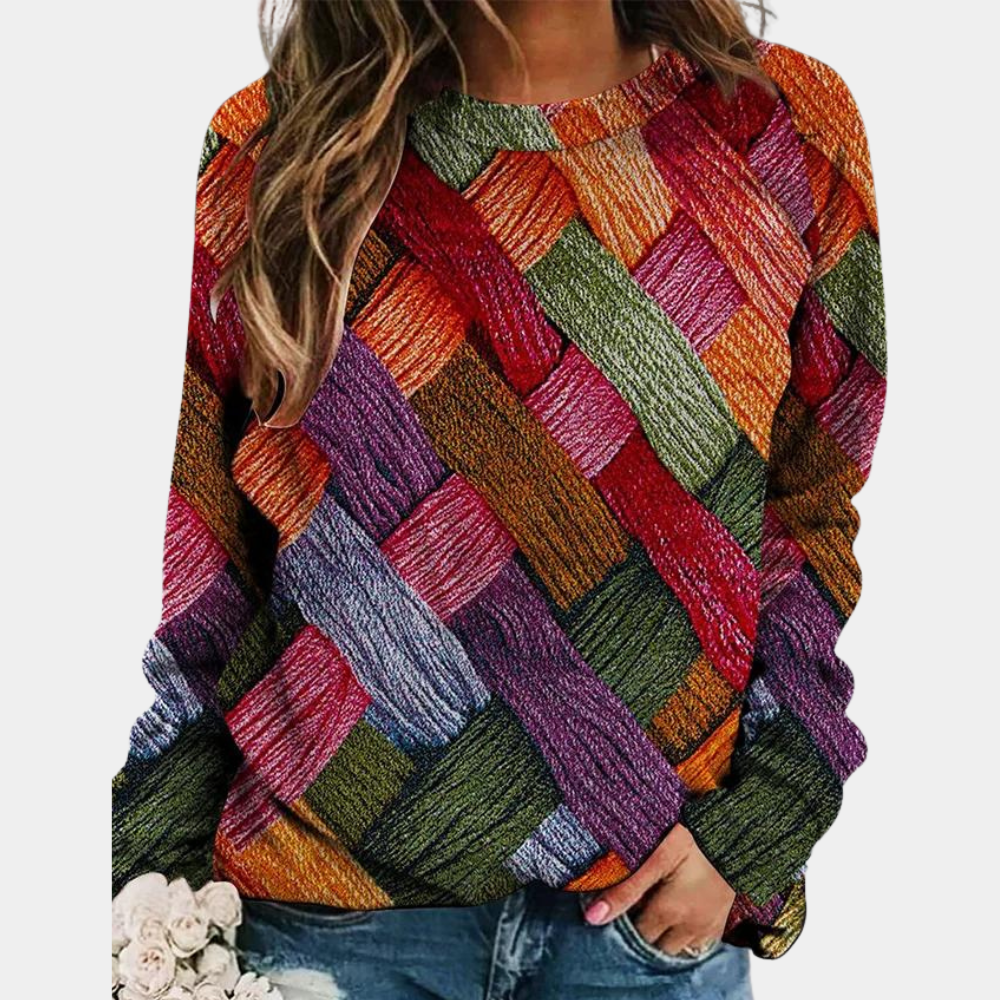 Pull femme coloré tendance à manches longues pour un confort décontracté. Style élégant pour printemps/automne.