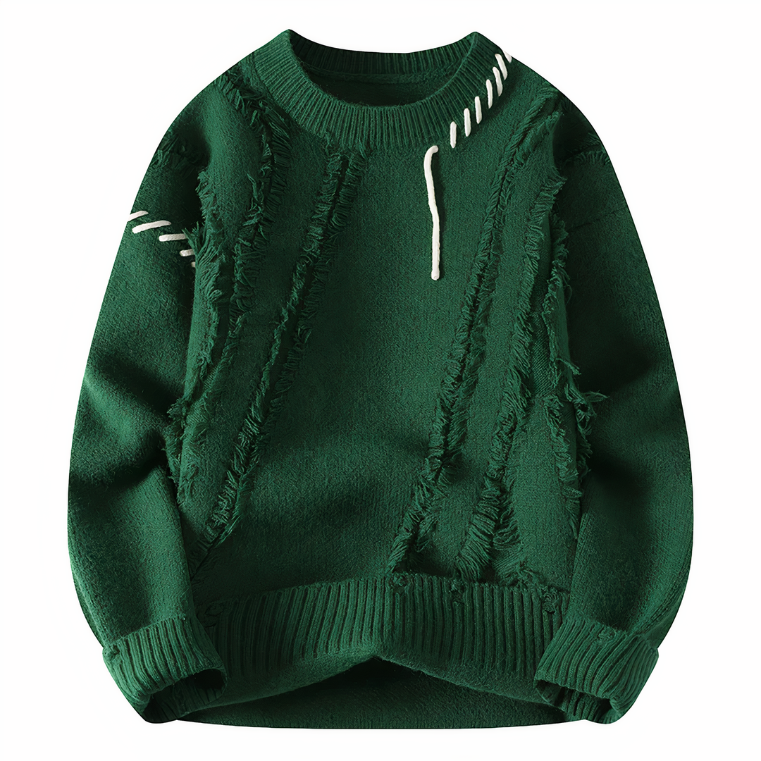 Pull homme moderne patchwork, vêtement chaud et stylé pour l'automne-hiver, un must-have mode masculine.