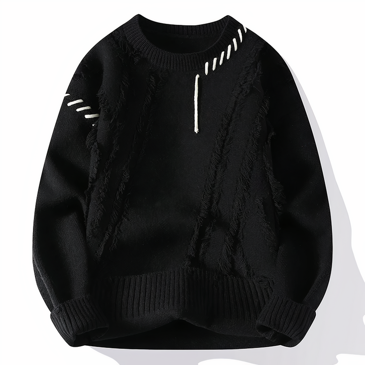 Mode masculine: pull patchwork homme, vêtement chaud et élégant, polyvalent pour casual ou chic.