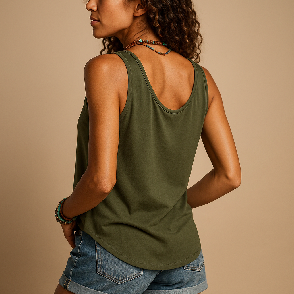 Haut femme sans manches polyvalent, parfait pour un confort estival maximal.