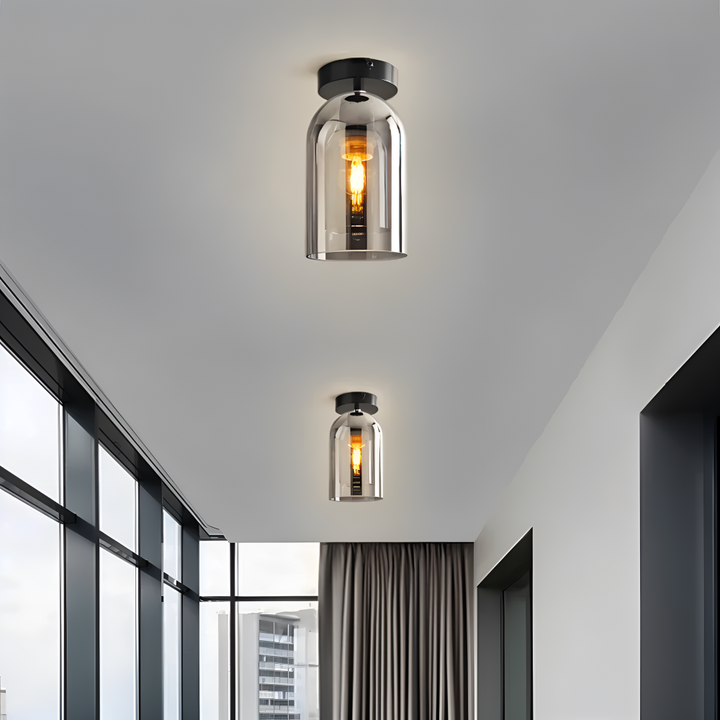 Plafonnier LED design rond noir et or. Éclairage décoratif et moderne pour toute pièce.