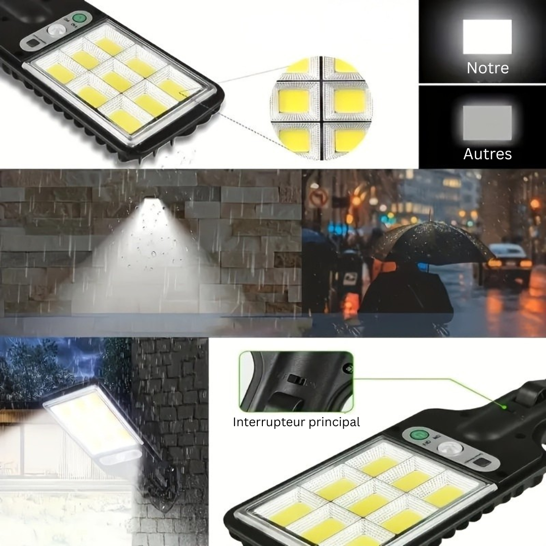 Éclairage solaire OpulentRay pour jardin/allée, lampe extérieure LED avec détecteur de mouvement.