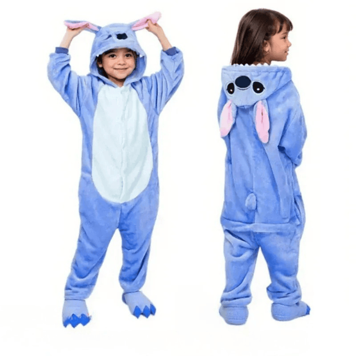 Déguisement Stitch enfant doux, pyjama cosplay confortable, parfait pour jouer ou dormir. Costume kigurumi garçon fille.