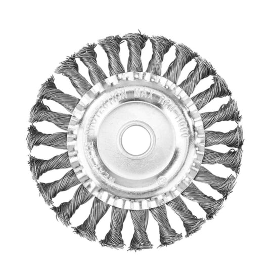 Brosse de désherbage universelle en acier pour débroussailleuse. Élimine puissamment les mauvaises herbes du jardin.