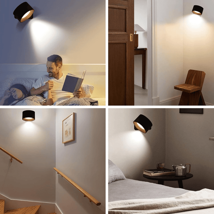 Éclairage mural LED design, dimmable et pivotant 360°, idéal pour créer une ambiance lumineuse personnalisée.