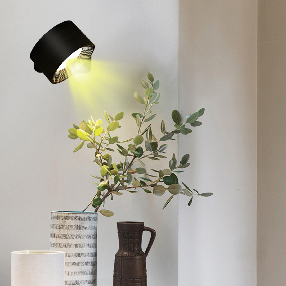 Lampe murale LED rechargeable, installation facile sans fil, lumière pivotante 360° pour confort visuel.