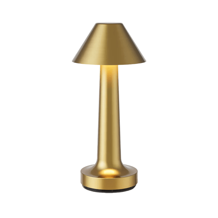 Lampe de table LED dimmable sans fil, rechargeable, design en aluminium, pour décoration intérieure chic.