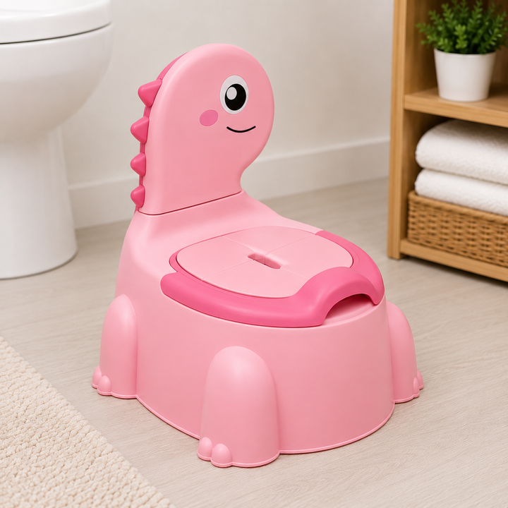 Pot de propreté enfant DinoDeluxe, facile à nettoyer, design dinosaure stimulant.