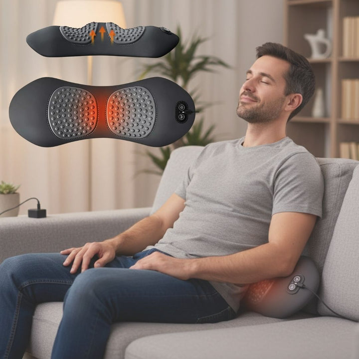 Masseur dorsal chauffant 3-en-1 pour soulagement sciatique et lombaire.