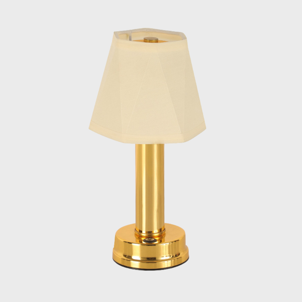 Lampe de table LED sans fil dimmable, design moderne pour éclairage intérieur élégant et ambiance. Rechargeable.
