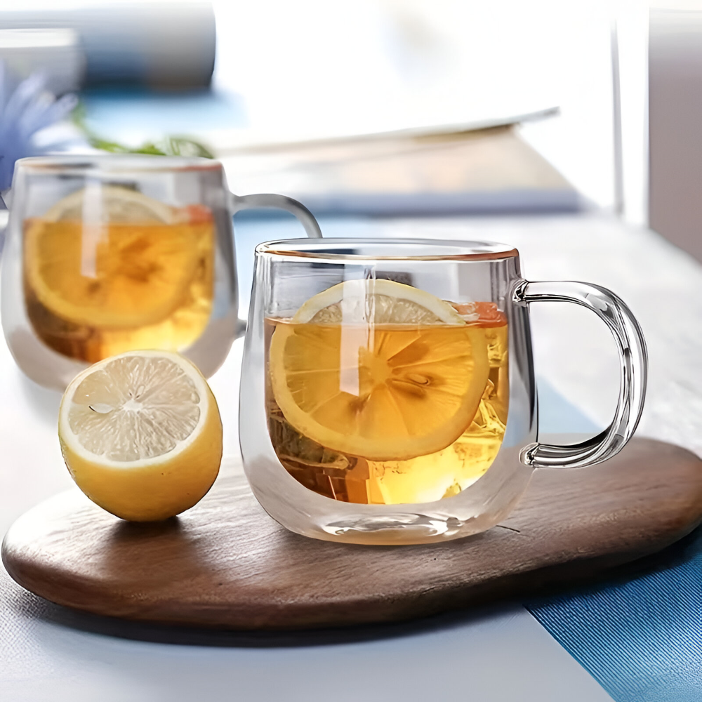Cadeau idéal : ensemble tasses à café 300ml double paroi en verre borosilicaté. Isolation thermique et design élégant cuisine.