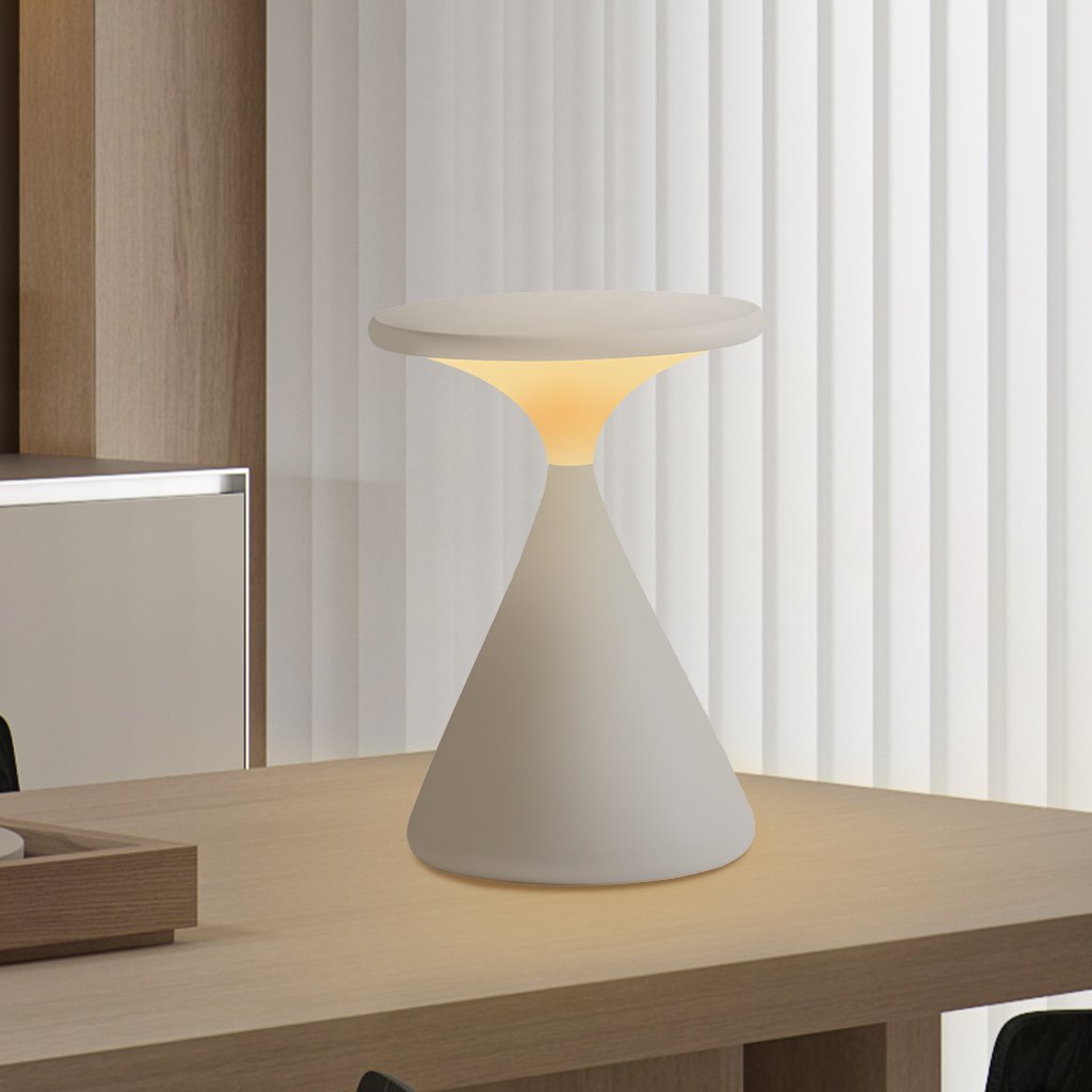 Lampe de table LED autonome, design sablier pour une lumière d'ambiance portable. Usage intérieur & extérieur.