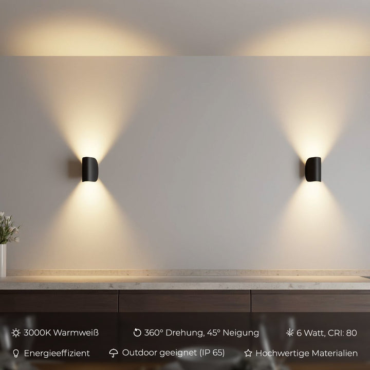 Lampe murale LED orientable Leif IP65, idéale pour éclairage extérieur de jardin ou façade.