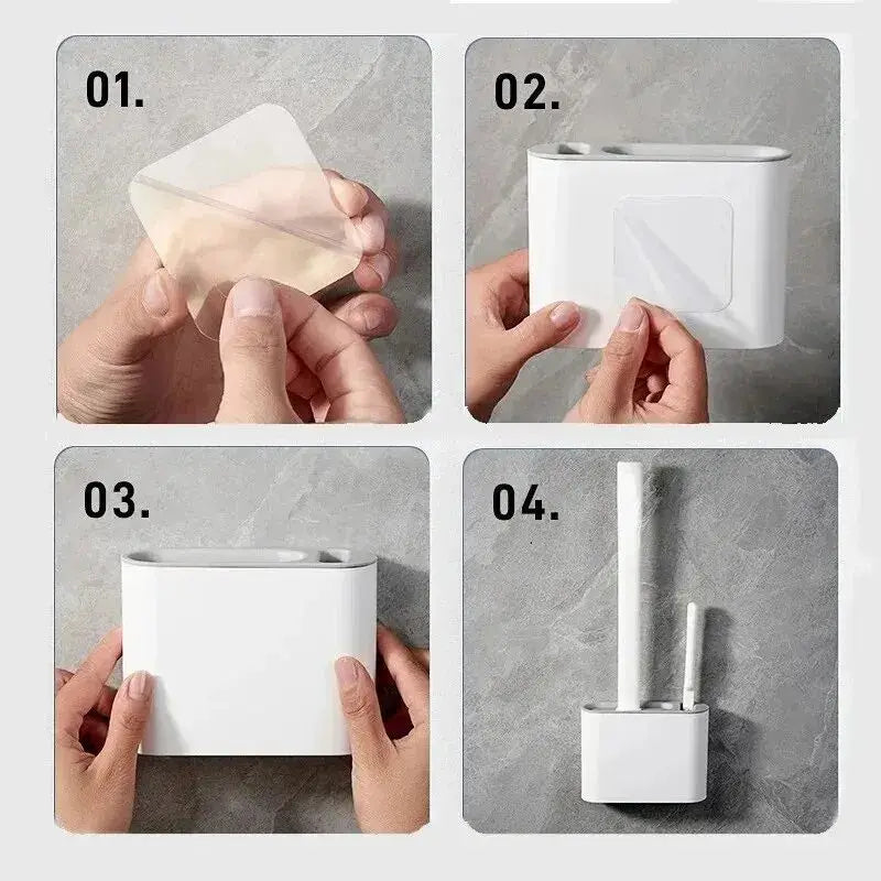 Idéale pour tous les WC : Brosse DuoClean 2-en-1 en silicone avec fixation murale, solution de nettoyage complète.