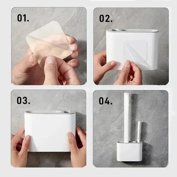 Idéale pour tous les WC : Brosse DuoClean 2-en-1 en silicone avec fixation murale, solution de nettoyage complète.