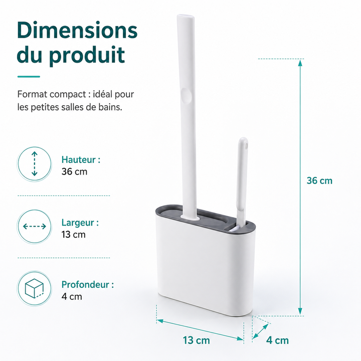 Kit brosse de toilettes en silicone avec support mural discret, garantissant une salle de bain propre et organisée.