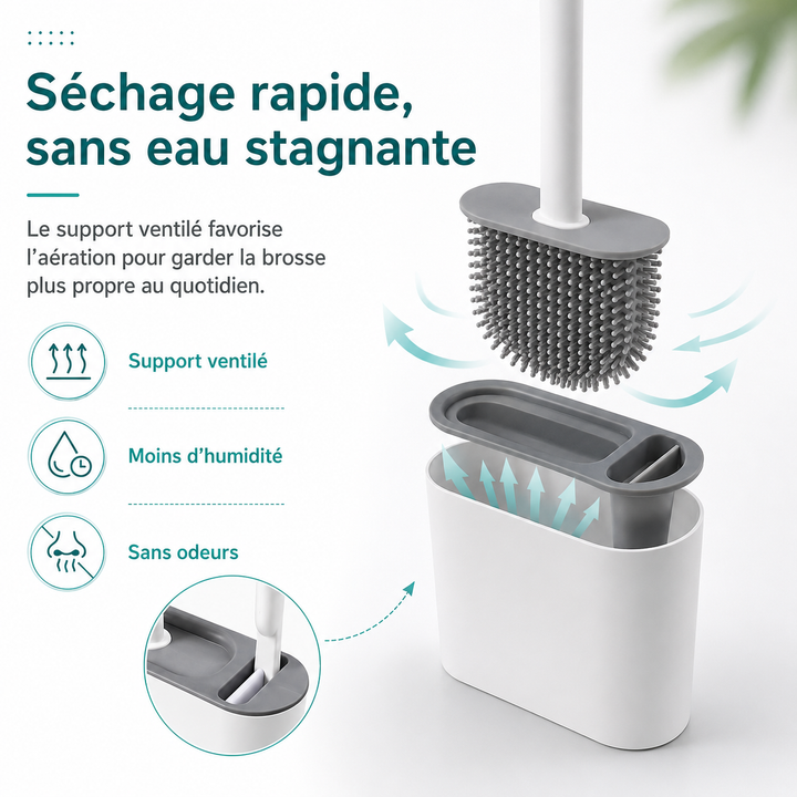 Accessoire WC essentiel : brosse en silicone DuoClean 2-en-1 pour une propreté impeccable de vos toilettes.
